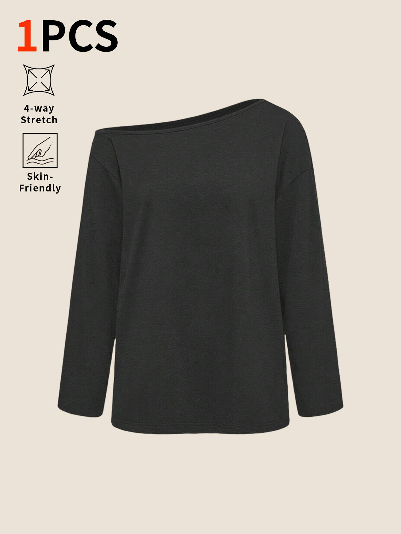 Base Layer Top - Bluzka z lekko opadającymi ramionami, jednolita,