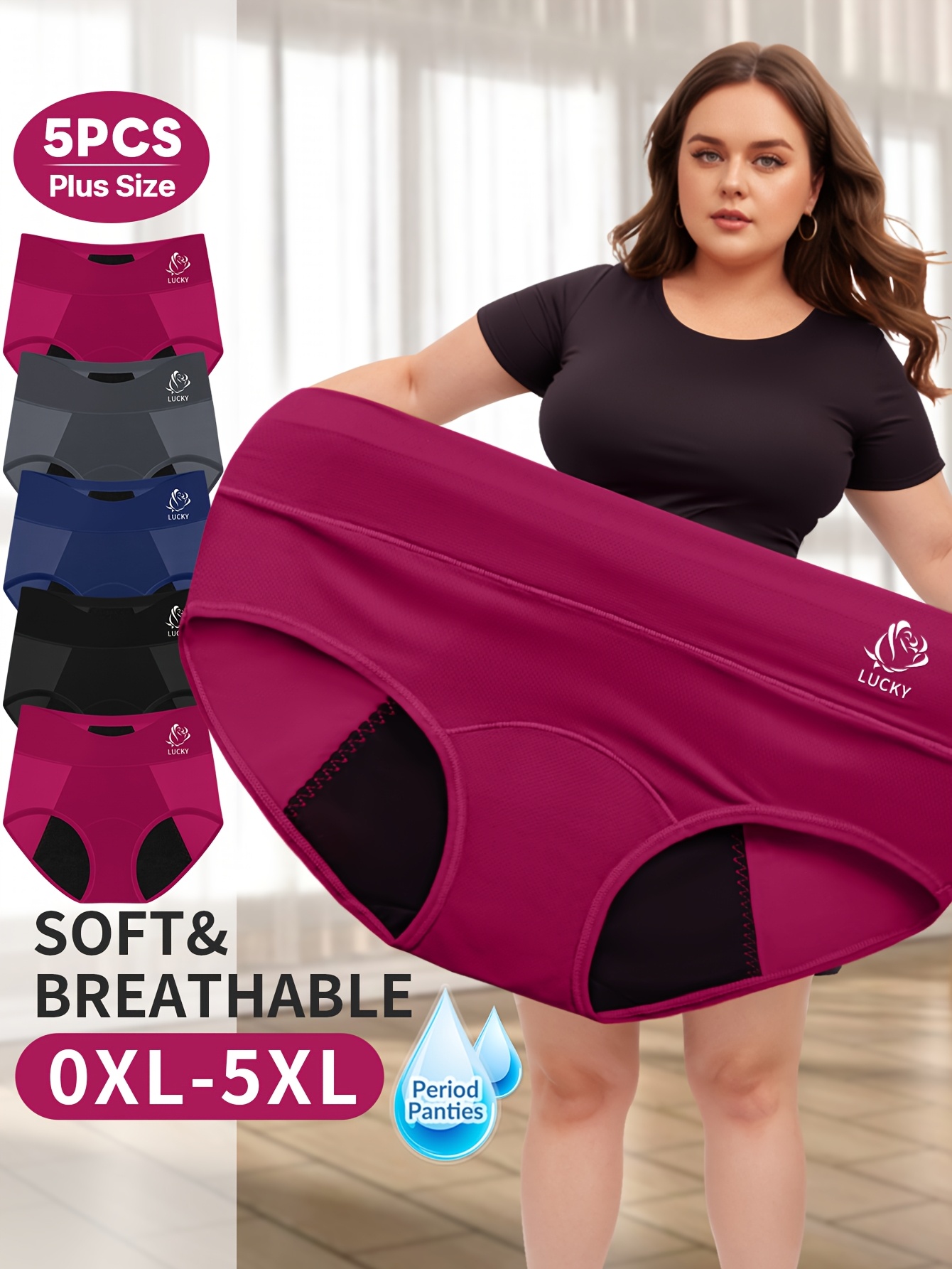 Multi Pack Underwear - 5-pak bielizny w dużych rozmiarach, gruba