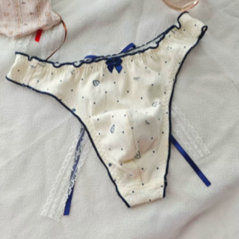 Boxer Brief Pack Cotton - Japońskie słodkie kwiatowe stringi z kokardką,
