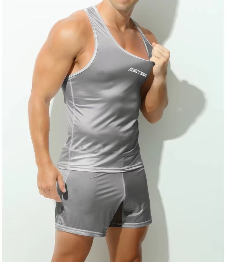 Mesh Sport Boxer - Męska bielizna szara bokserki ultracienkie z