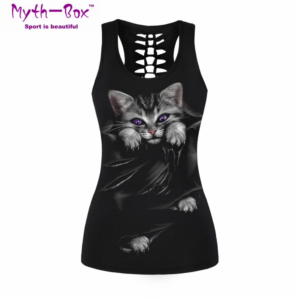 Sleeveless Undershirt - Damska sportowa kamizelka z nadrukiem Bad