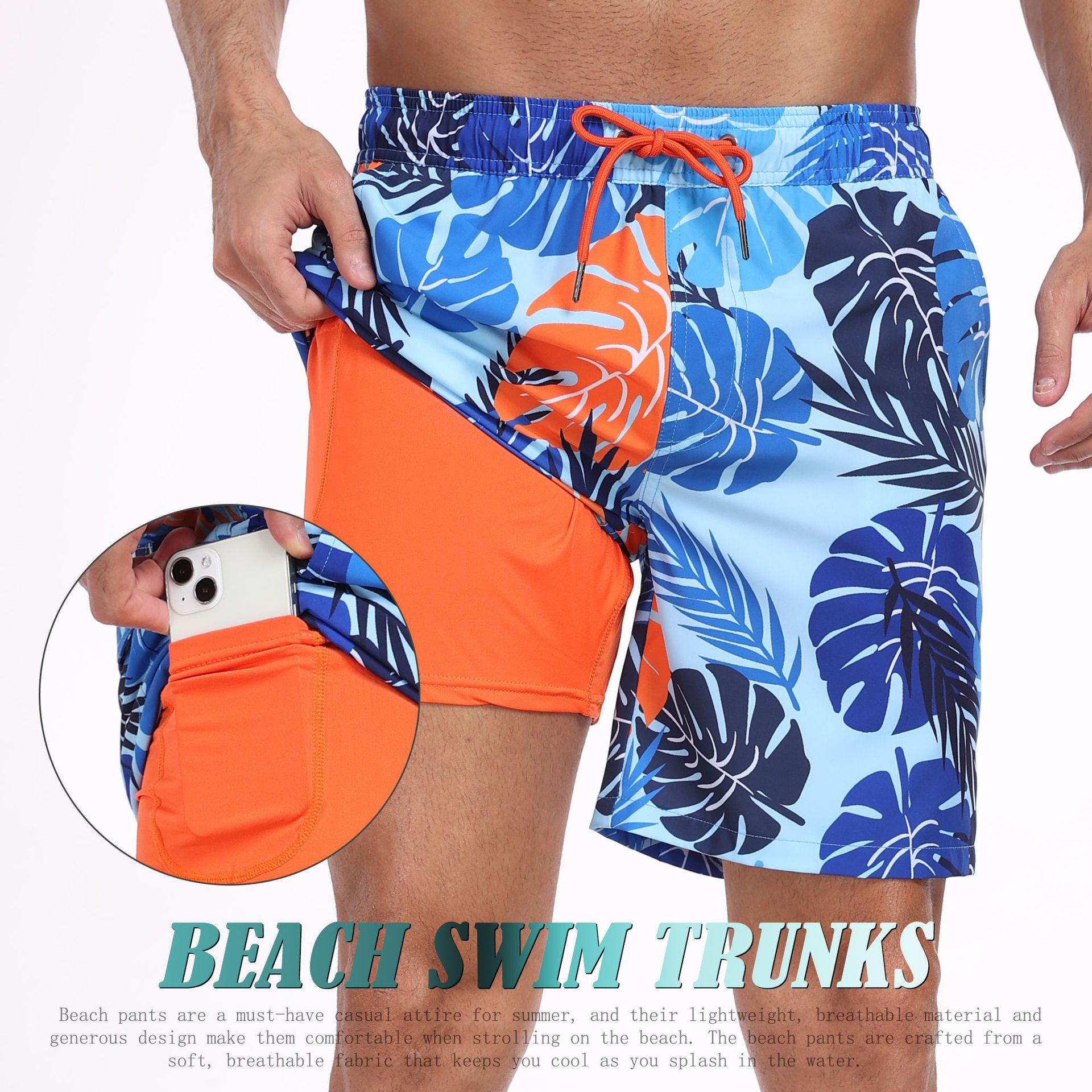 Męskie szorty plażowe 2 w 1 z  – Long Leg Trunk Men recenzja i cena